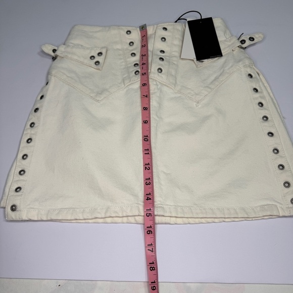 Re/Done Denim women’s Vintage white skirt sz 24 studs 90’s YTK Festival biker - Picture 11 of 11
